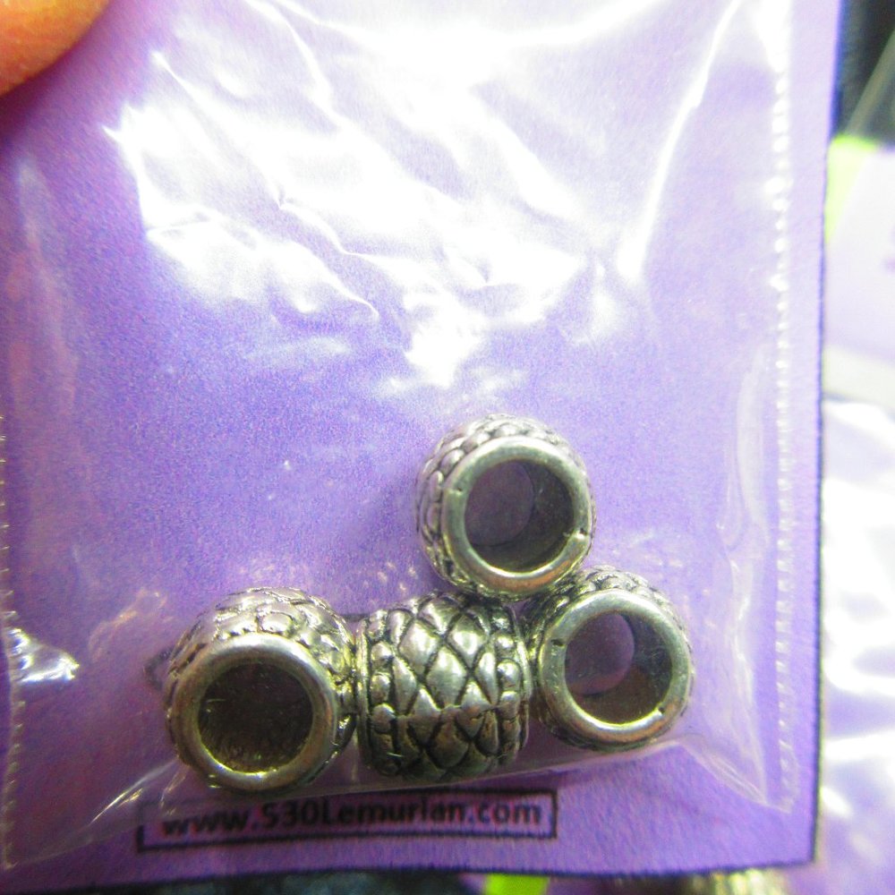 Silver Plated Barrel Beads 4Pcs In Each Package Lot Of 4 Packages